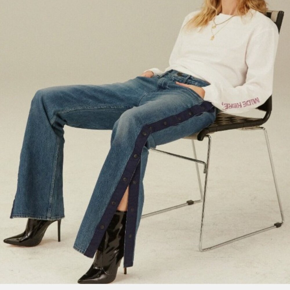 3x1 NYC Joy Snap Away Oversized Boyfriend Jeans Size 28 Riva Wash